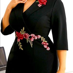 Black dress with red flowers